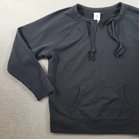 Fuda Sweatshirt Womens Extra Large Black Hoodie Pocket Notched Crew Neck Sweater - Picture 4 of 10